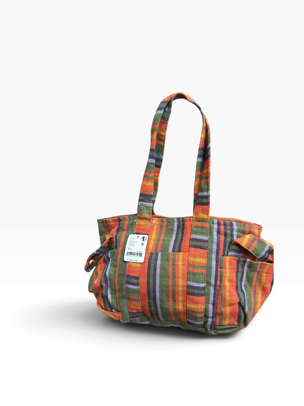 Free People Multicolor Striped Canvas Tote - Orange, Green, Purple